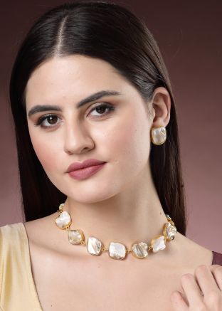 Golden Stone Choker Necklace Set