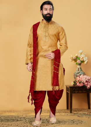Dusty Orange Kurta With Dhoti Set