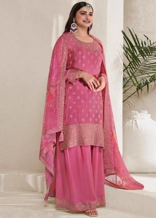 Pink Prachi Desai Embroidered Suit Set