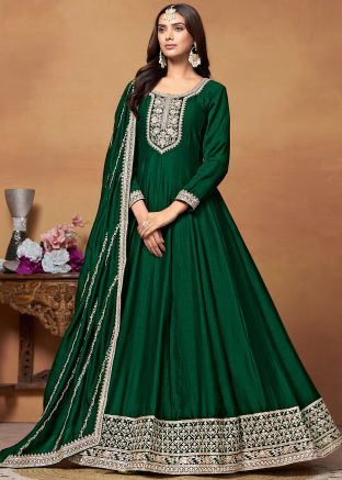 Green Embroidered Anarkali Suit Set