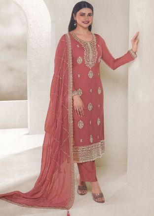 Prachi Desai Contessa Red Embroidered Organza Pant Suit 