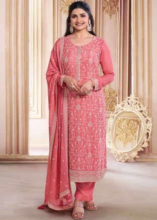 Pink Prachi Desai  Embroidered Pant Suit Set