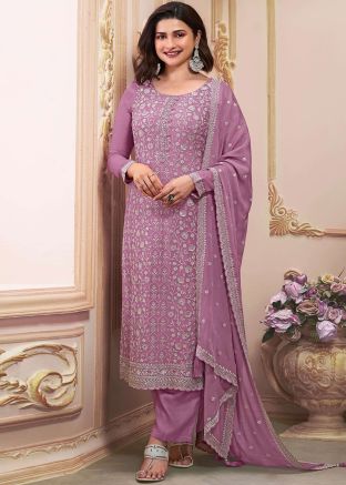 Purple Prachi Desai  Embroidered Pant Suit Set