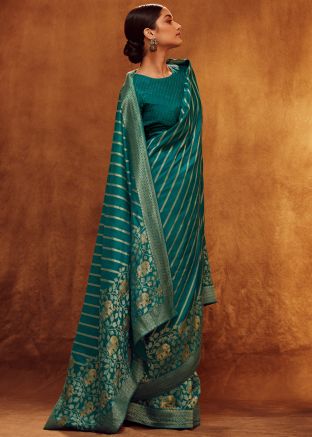 Blue Zari Woven Saree In Viscose