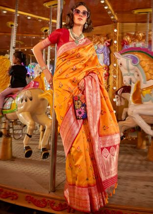 Yellow Digital Printed Art Silk Saree