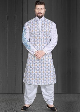 Off White Paisley Printed Kurta With Salwar