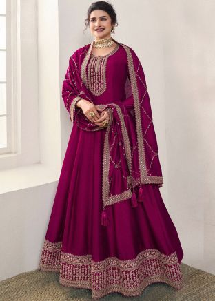 Prachi Desai Pink Embroidered Anarkali Suit
