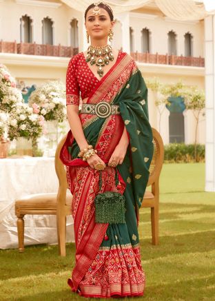 Green Woven Work Silk Saree