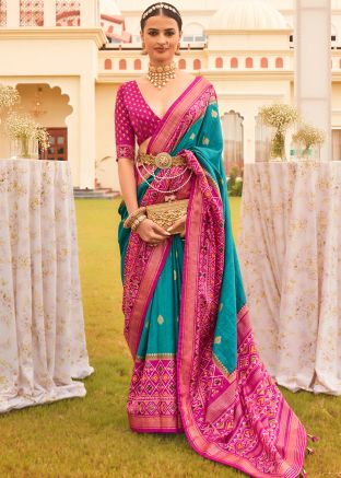 Blue Zari Woven Saree & Blouse