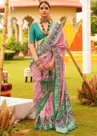 Pink Patola Printed Saree In Art Silk