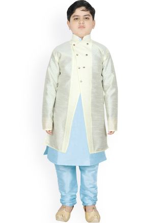 Readymade Kids Blue Kurta Churidar With Jacket