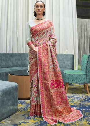 Pastel Green Woven Silk Saree