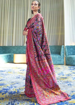 Black Woven Saree In Silk