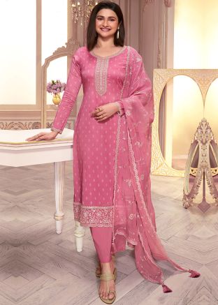 Prachi Desai Pink Embroidered Organza Pant Suit