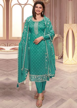 Prachi Desai Green Embroidered Organza Pant Suit