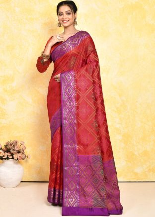 Red Zari Woven Detailed Silk Saree 