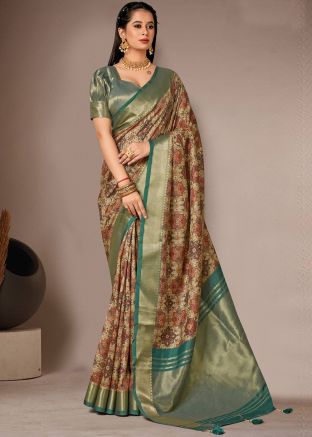 Multicolor Bhagalpuri Silk Saree In Digital Print