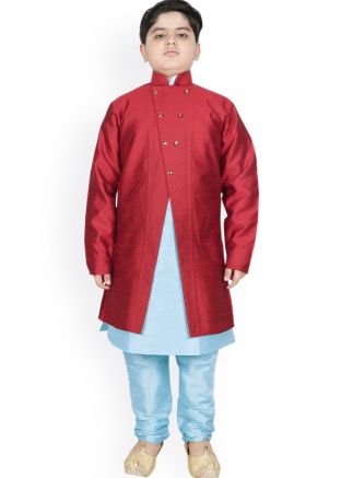 Readymade Blue Kids Kurta Churidar & Jacket
