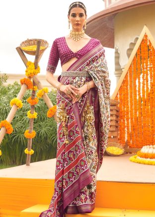 Multicolor Patola Printed Saree In Art Silk