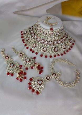 Pink Beaded Bridal Necklace Set