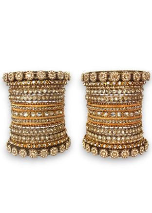 Golden Stone Studded Bangle Set