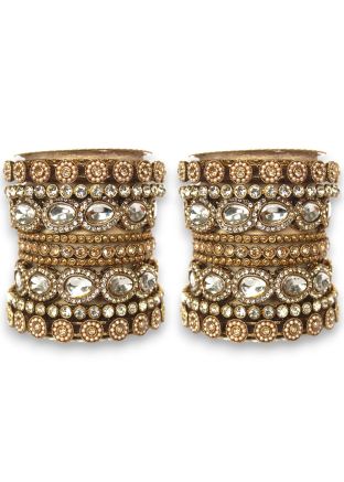 Golden Studded Stone Bangle Set