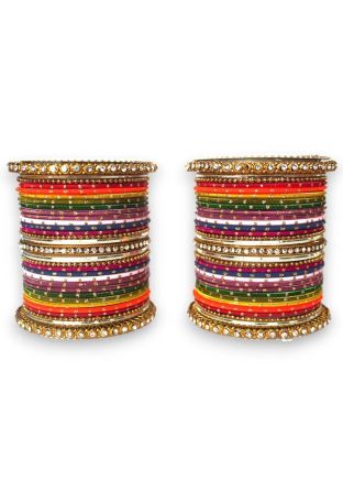 Multicolored Bangle Set In Stone Work