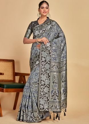 Grey Woven Work Kanjivaram Silk Saree