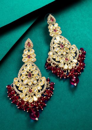 Red & Golden Stone Work Earrings