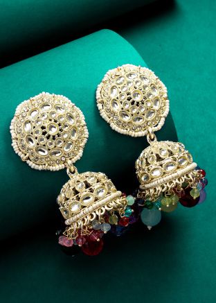 Multicolored Embellished Jhumka Earrings