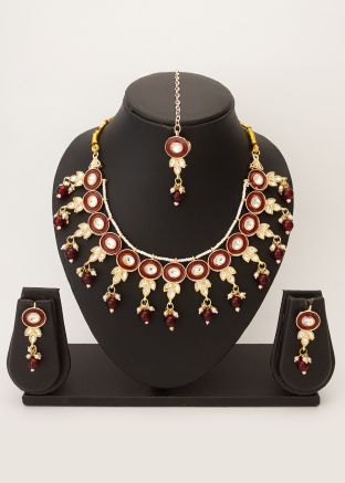 Red Kundan Work Necklace Set