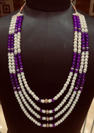 Purple Groom Kantha Mala In Beads Work