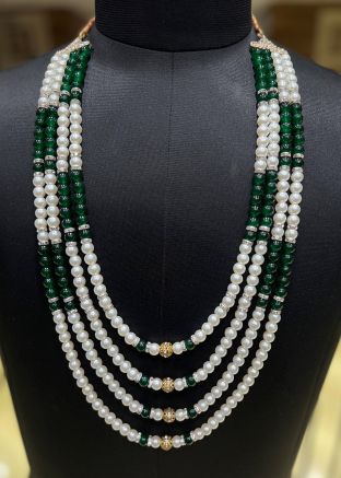 Beaded Groom Kantha Mala In Green