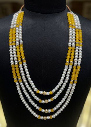 Beaded Groom Kantha Mala In Yellow