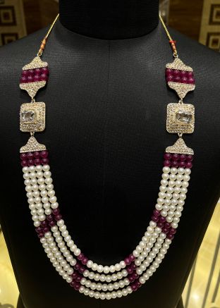 Maroon Beaded Groom Multi Layer Kantha Mala
