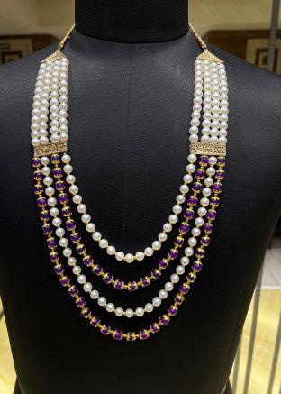 Purple Groom Multi Layered Kantha Mala