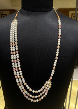 Pink Beads Work Groom Kantha Mala