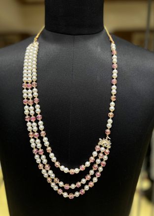 Pink Beaded Groom Kantha Mala