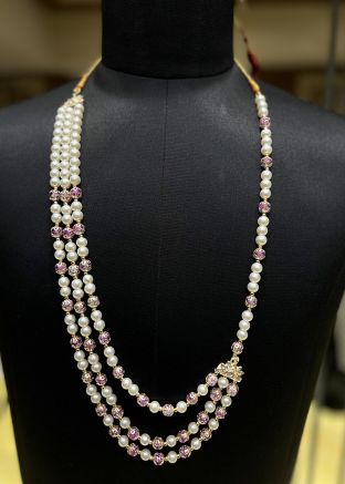 Purple Groom Kantha Mala In Beads Work