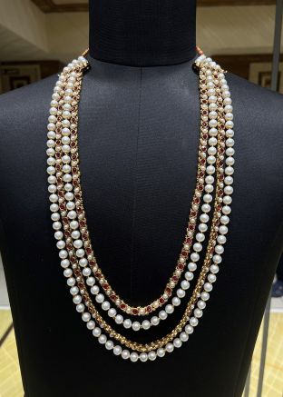 Maroon And Cream Groom Multi Layer Kantha Mala