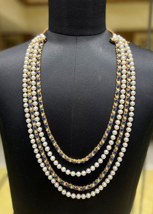 Blue Beaded Groom Multi Layered Kantha Mala