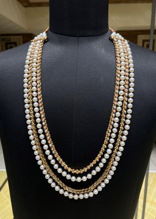 Peach Groom Kantha Mala In Beads Work