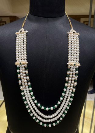 Green Groom Kantha Mala In Beads Work