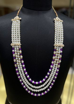 Purple Beaded Groom Multi Layered Kantha Mala