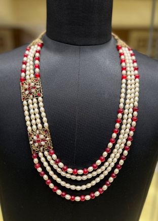 Maroon Beaded Groom Multi Layer Kantha Mala