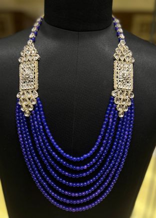 Blue Beaded Groom Multi Layered Kantha Mala