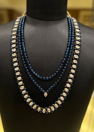 Dark Blue Beaded Groom Kantha Mala 