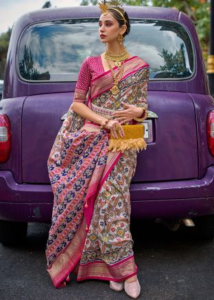 White Zari Woven Saree In Silk