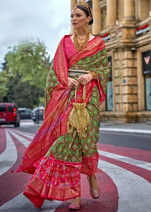 Green Zari Woven Saree In Silk