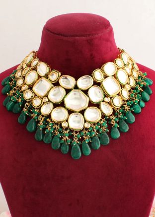 Green Kundan & Stone Studded Choker Set